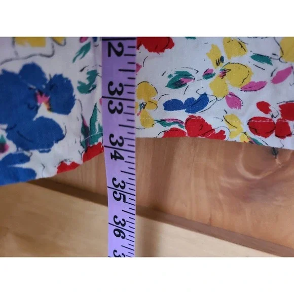 Rixo Floral Linen Blend Sz 14 Puff Sleeve Mini Dress Button Front Feminine Girly - Picture 9 of 10